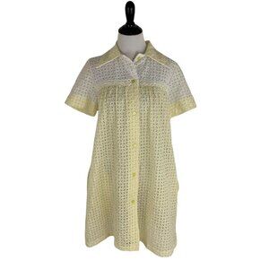 Vintage 1960's Saramal Lingerie Women's S Small Nightgown Eyelet Pointy Collar